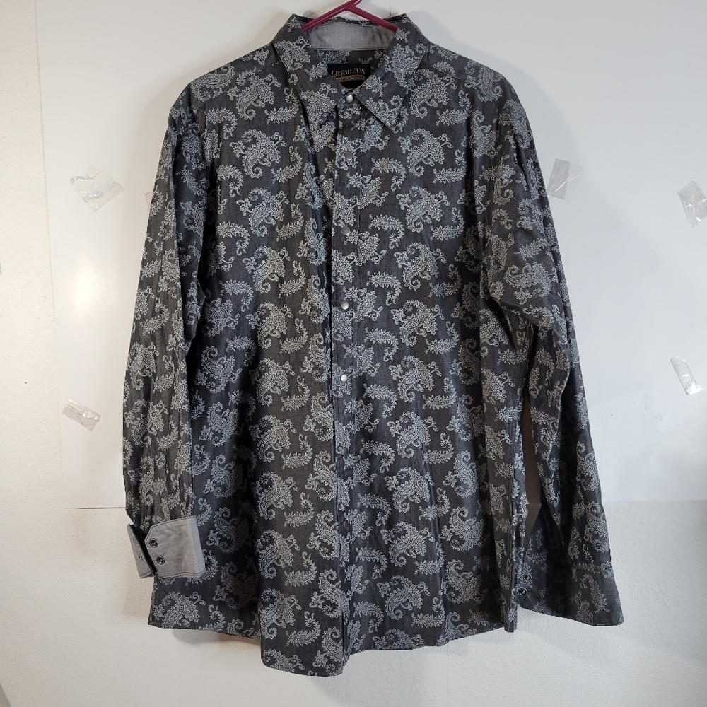 Men's Cremieux Premium Denim snap front Long Sleeve Shirt Size Xl